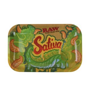 RAW Metal Rolling Tray - 11" x 7" - Sativa