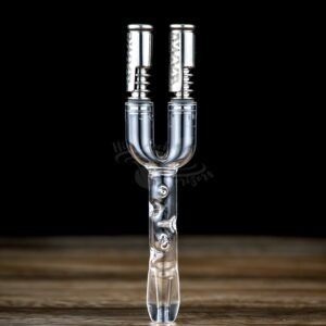 3D Double Barrel Glass VapCap Stem W/Mouthpiece