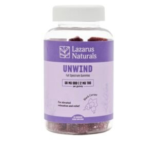 UNWIND FULL SPECTRUM CBD + THC GUMMIES – BLACK CURRANT – LAZARUS NATURALS